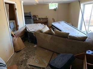 Damaged furniture at the Gaskell Home