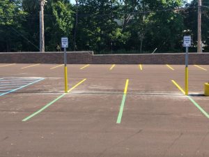 Newly painted parking lot spaces