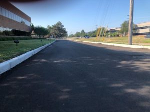 New concrete curbs in the parking lot